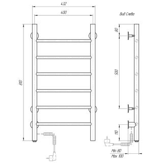 Полотенцесушитель электрический Domoterm Классик DMT 109-6 40x81 EK L хром